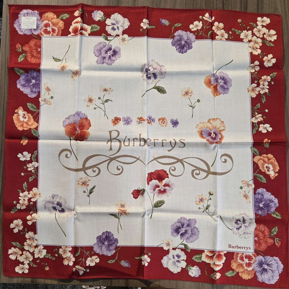 Burberry Floral Hair Scarf in Red and Purple